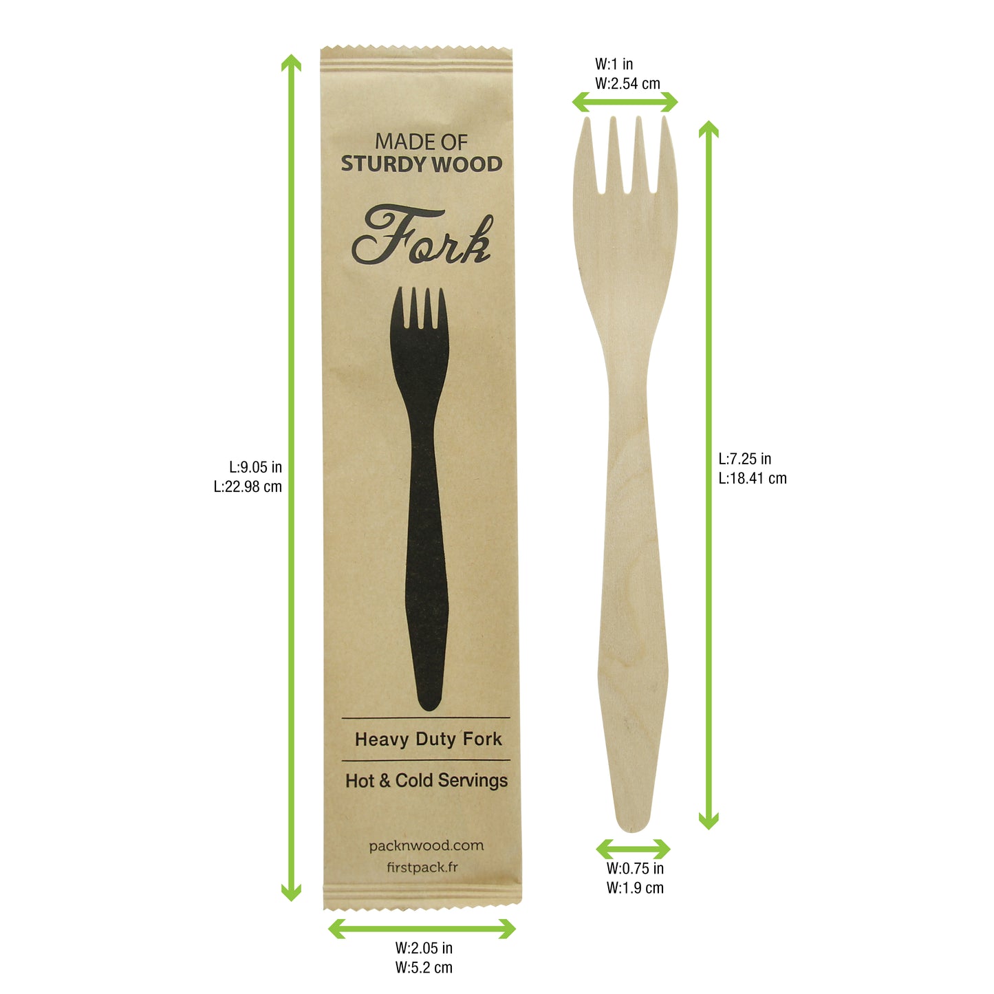 Heavy Weight Wooden Fork wrapped in paper wrapper