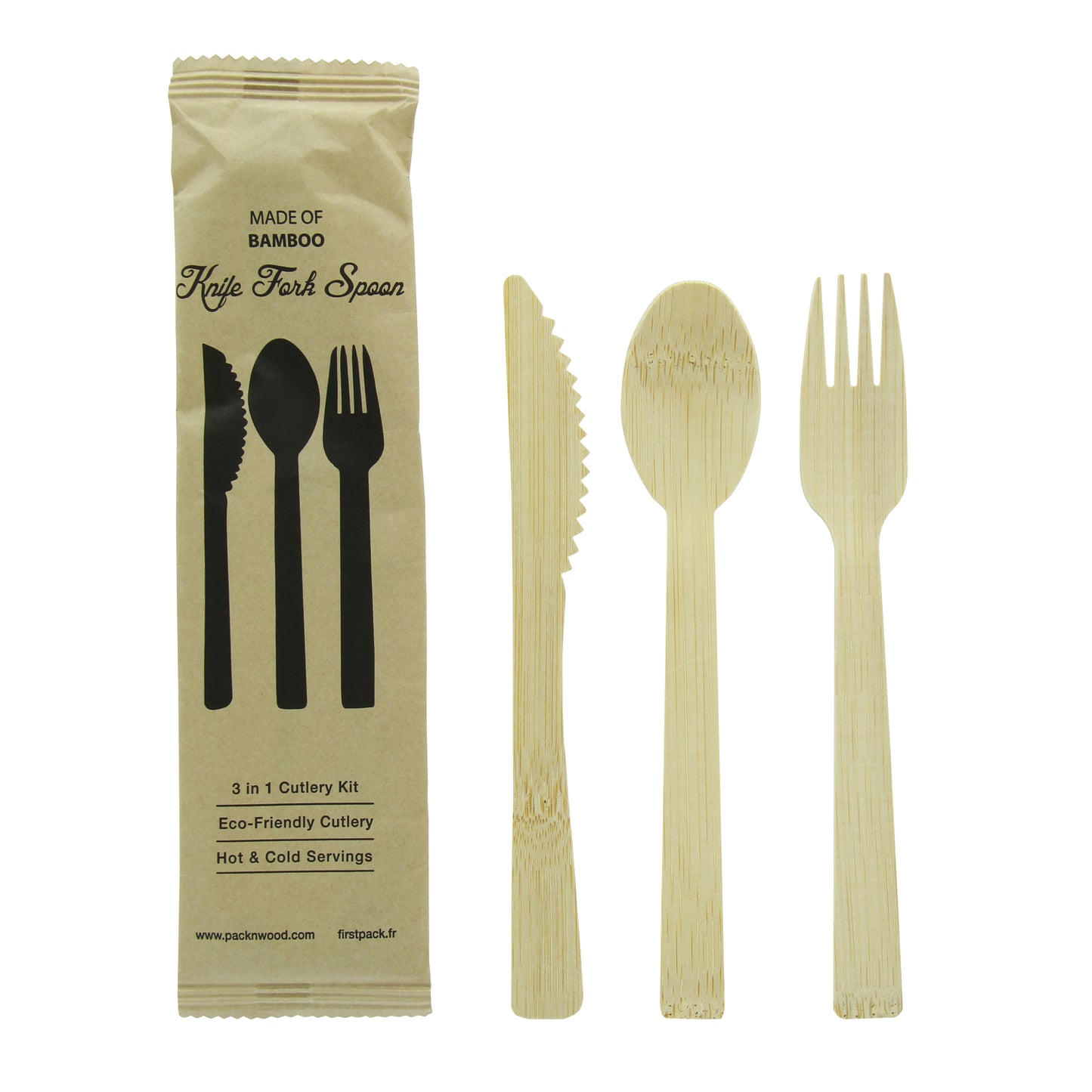 Bamboo Cutlery Kit 3/1 (Knife, Fork, Spoon)