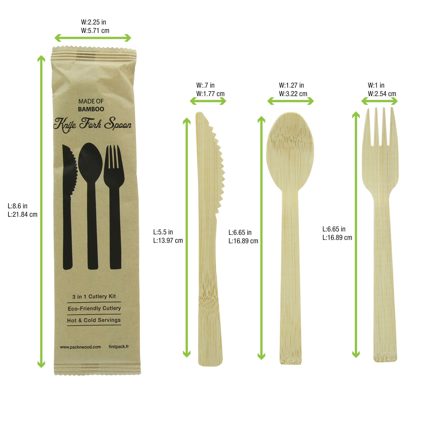 Bamboo Cutlery Kit 4/1 (Knife, Fork, Spoon, Napkin)