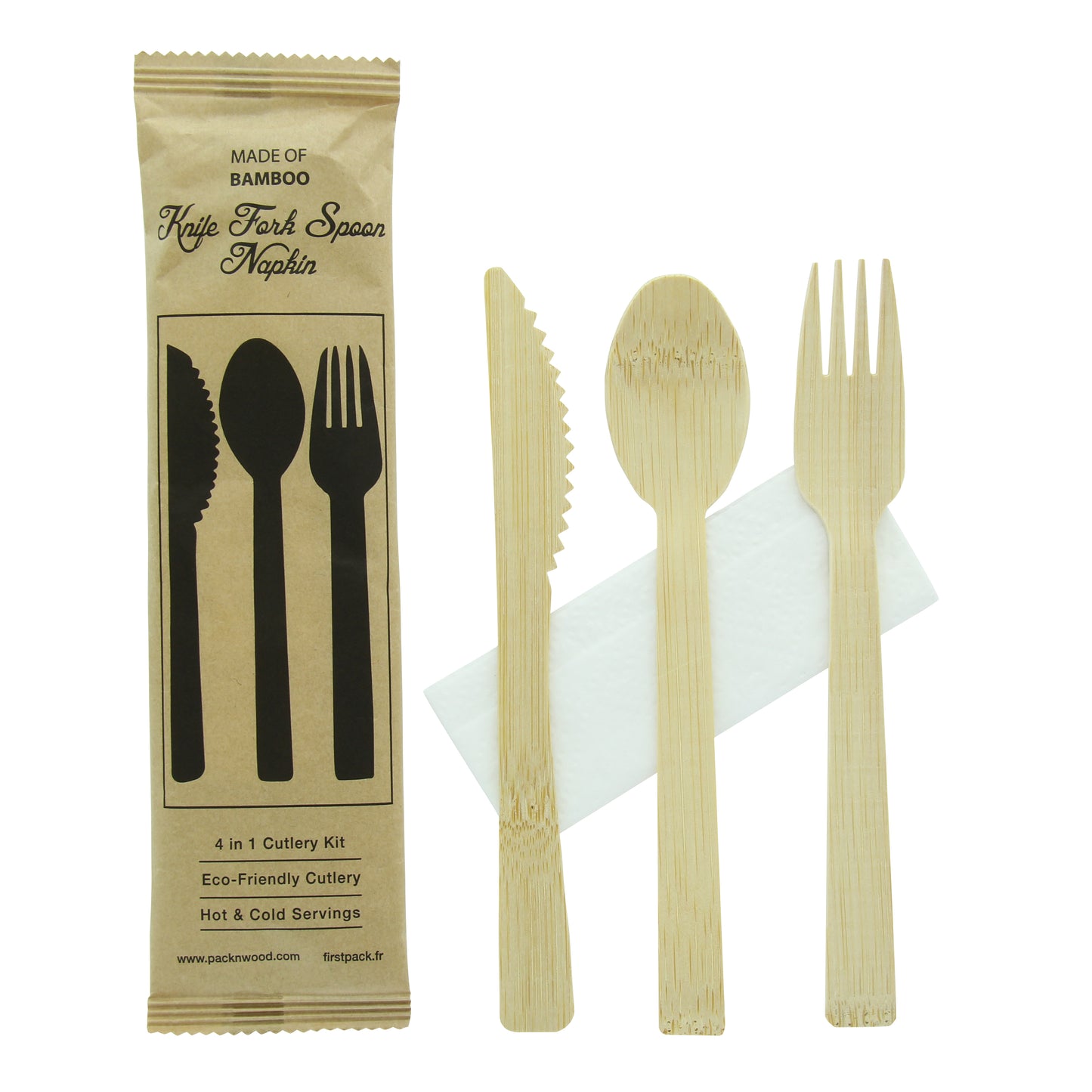 Bamboo Cutlery Kit 4/1 (Knife, Fork, Spoon, Napkin)