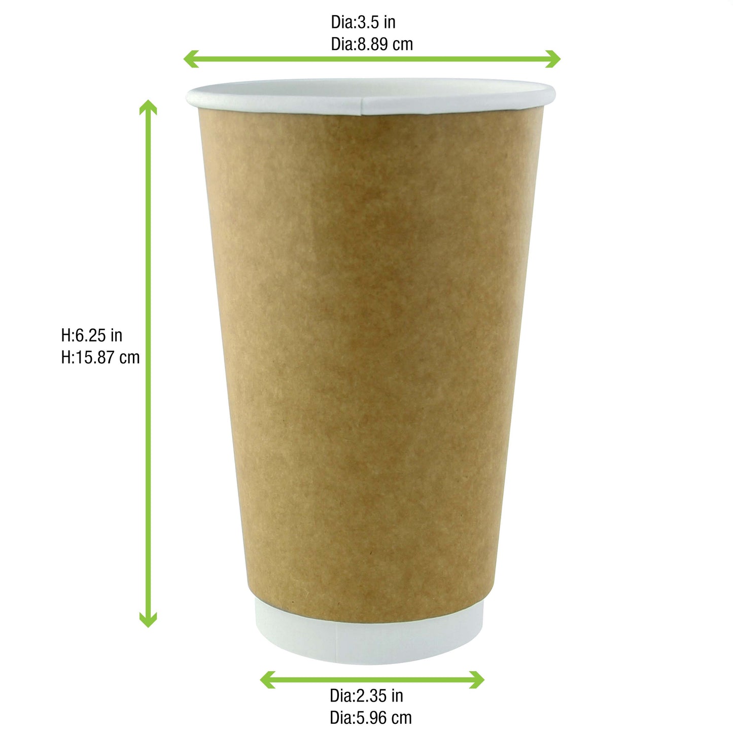 Double Wall Kraft Compostable Paper Cup 500/Case