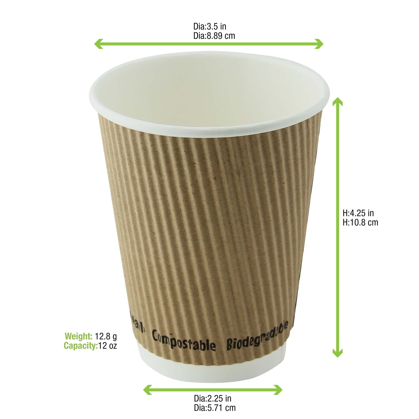 Compostable Rippled Kraft Cup 500/Case