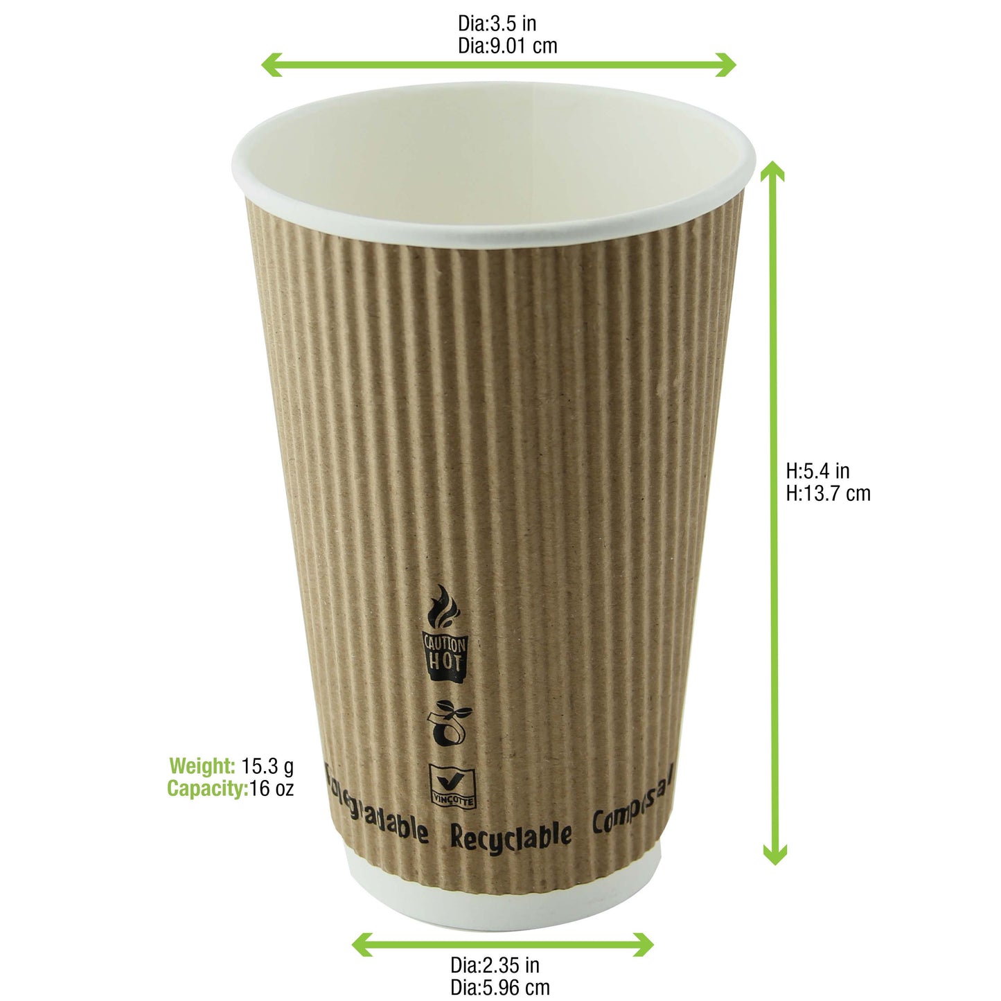 Compostable Rippled Kraft Cup 500/Case