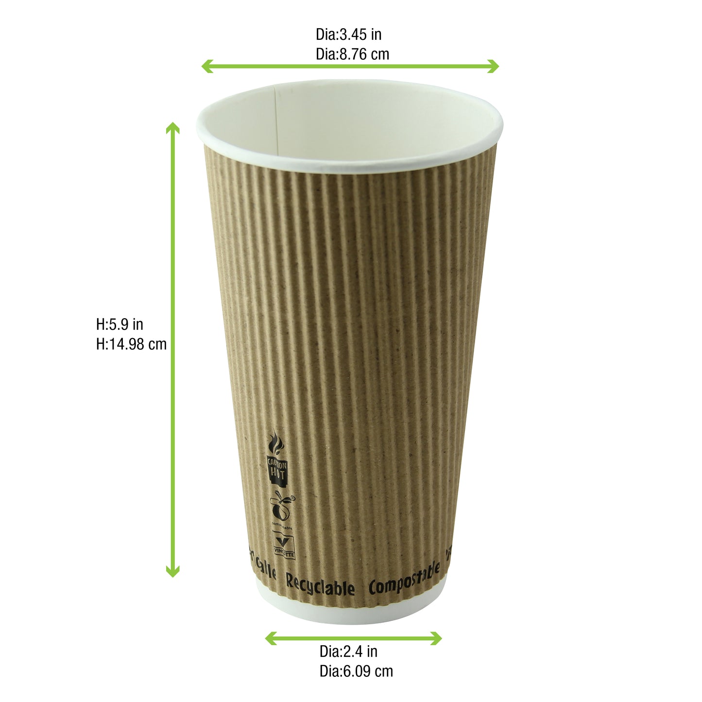 Compostable Rippled Kraft Cup 500/Case