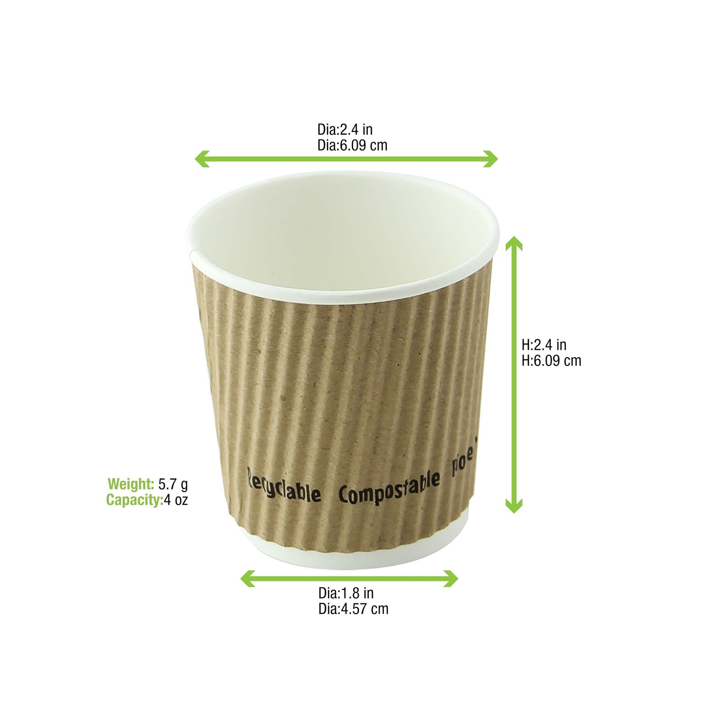 Compostable Rippled Kraft Cup 1000/Case
