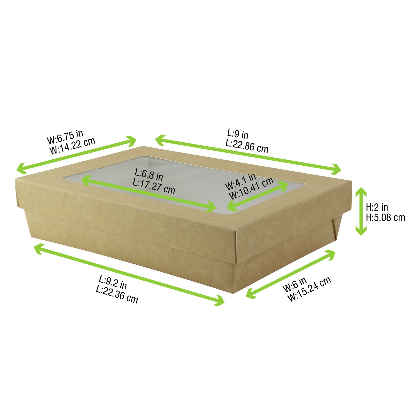 Rectangular Kraft Kray Boxes with PET Window Lid