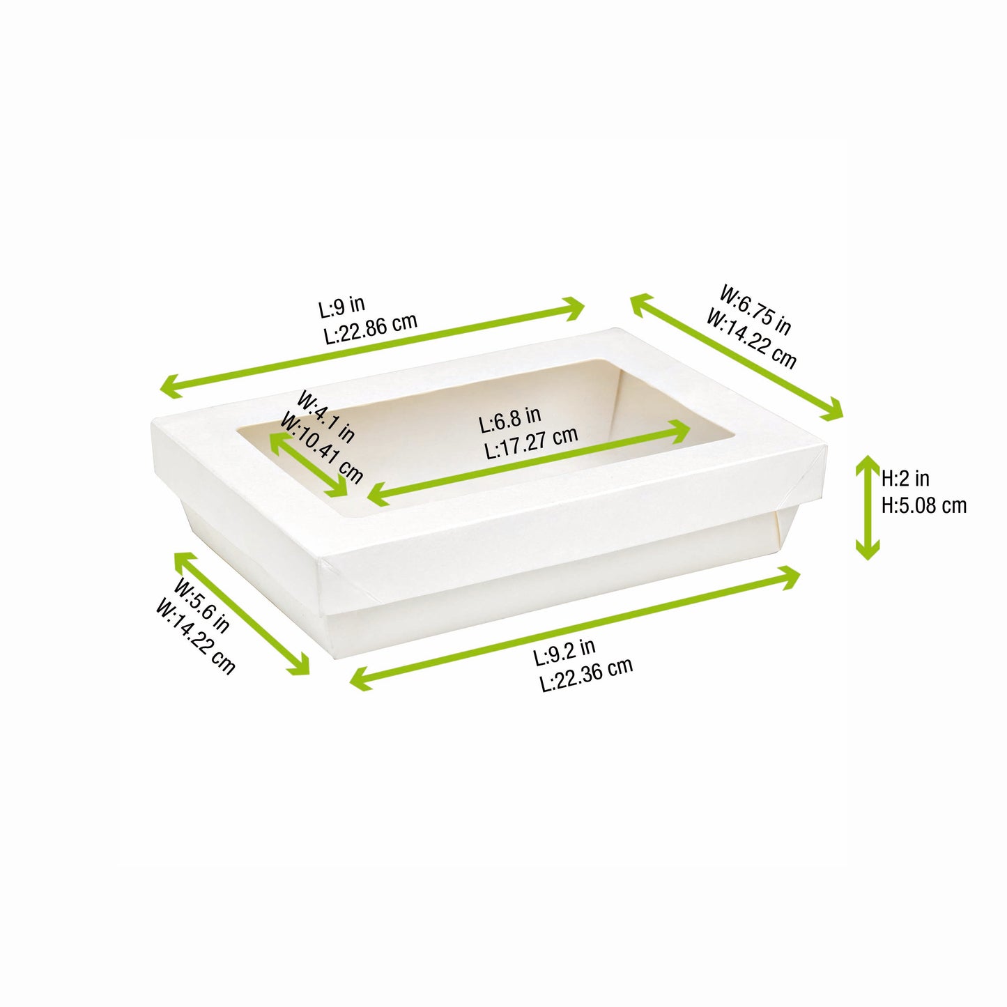 Rectangular White Kray Boxes with PET Window Lid