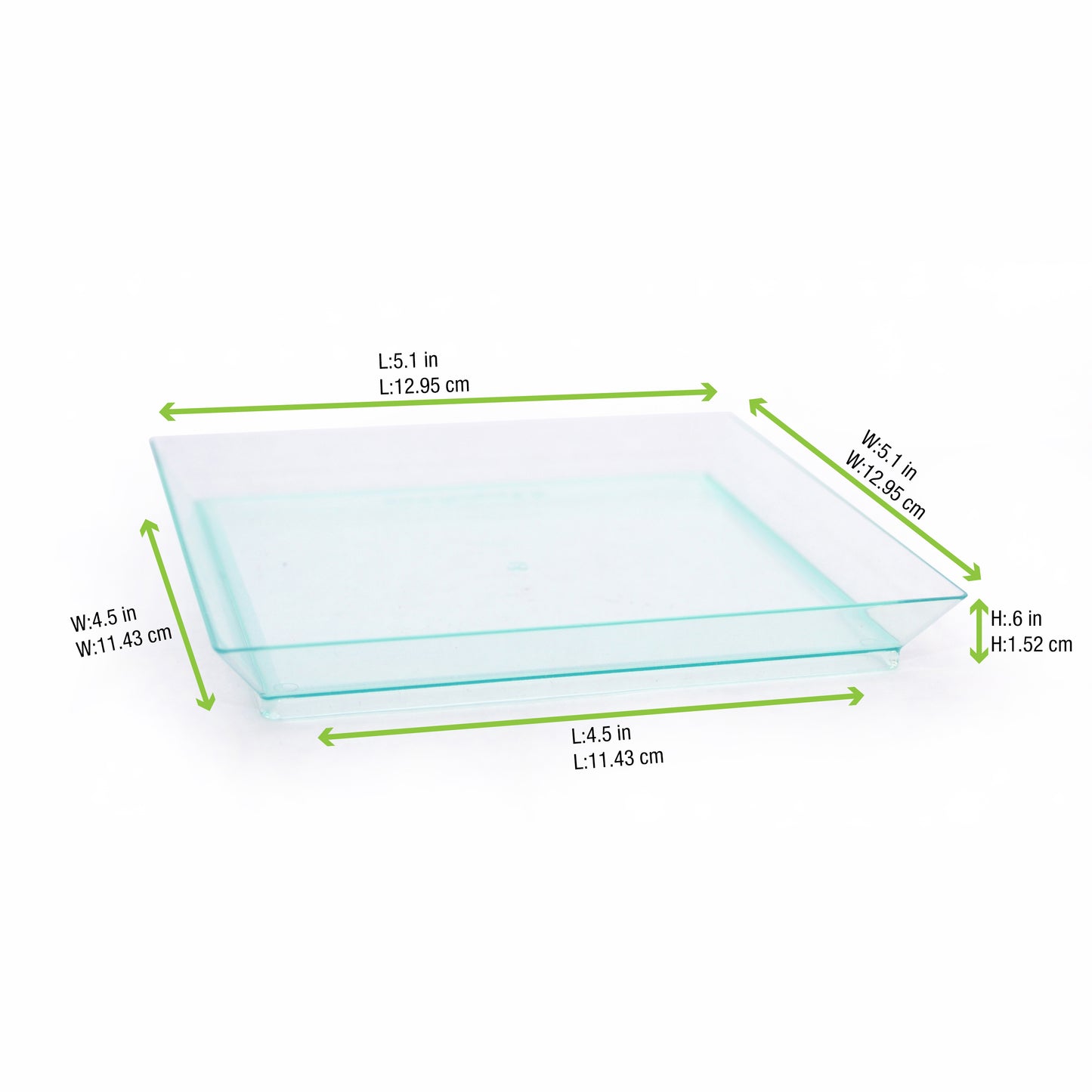 Klarity Square Transparent Green Dish