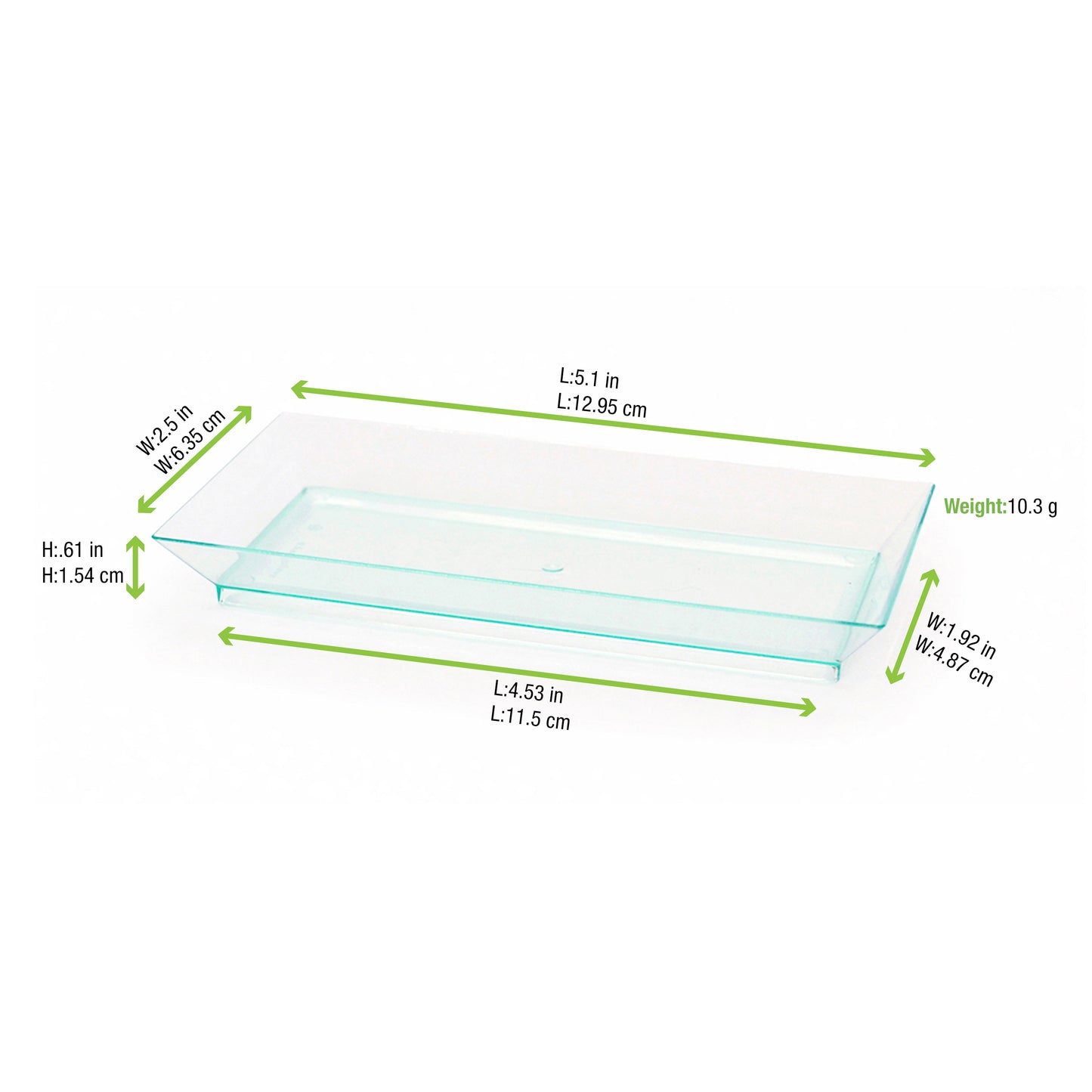 Klarity Rectangular Transparent Green Dish