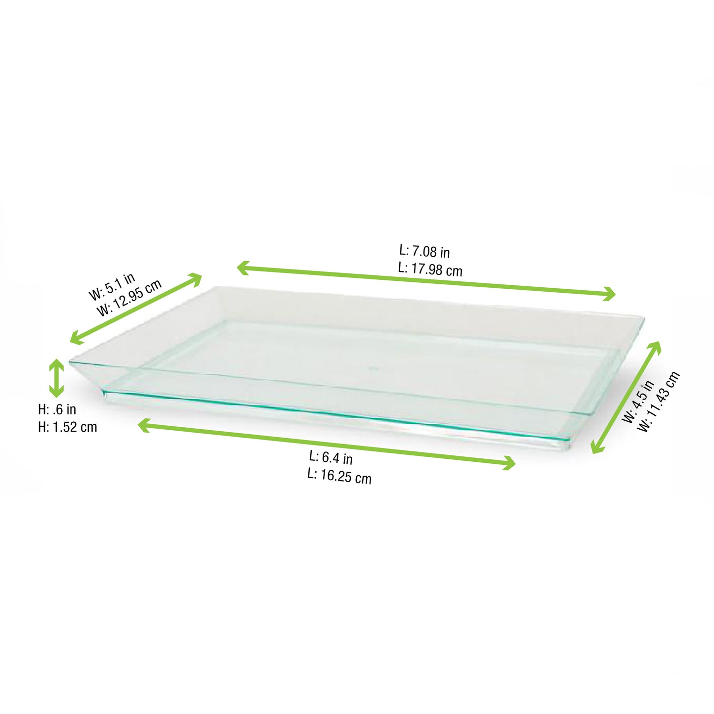 Klarity Rectangular Transparent Green Dish