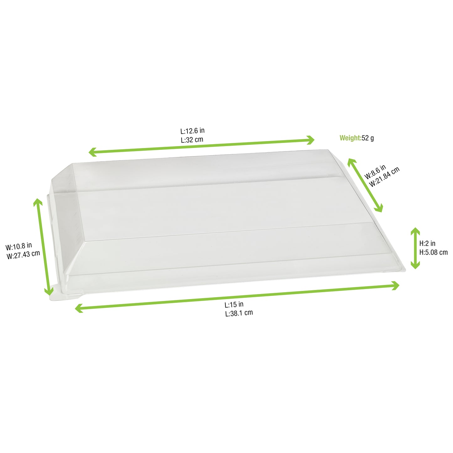 Klarity Transparent PET Green Lid For 210KLARTRAY