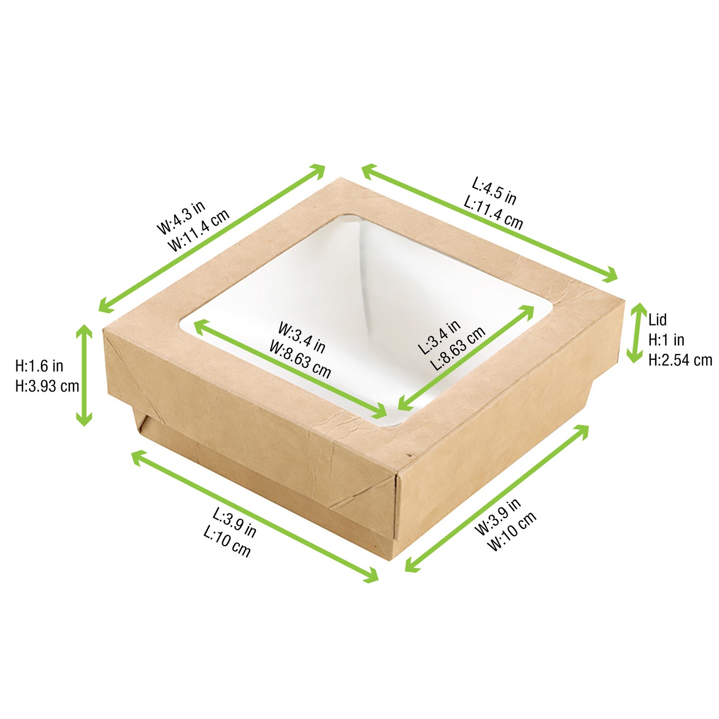 Kraft Kray Boxes with PET Window Lid 250/Case
