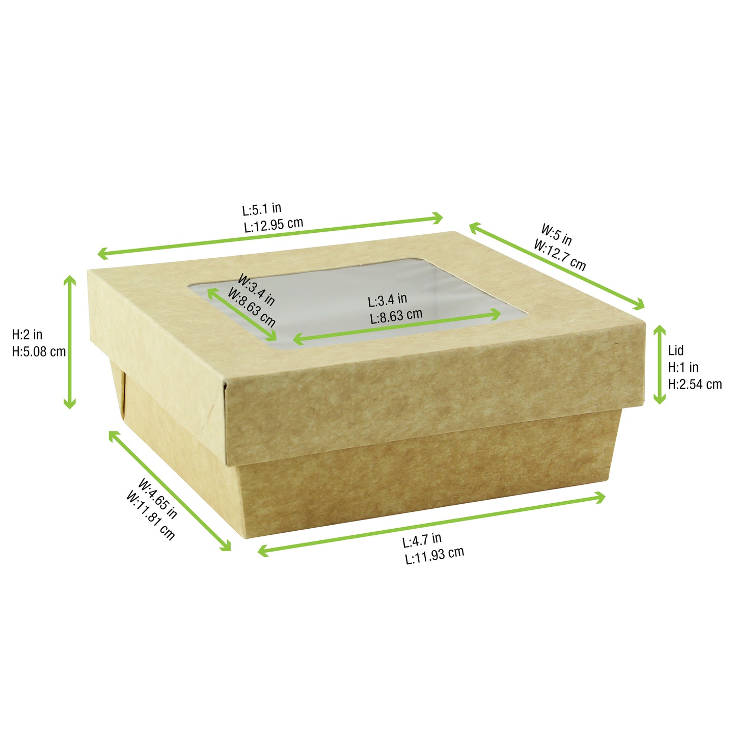 Kraft Kray Boxes with PET Window Lid 250/Case