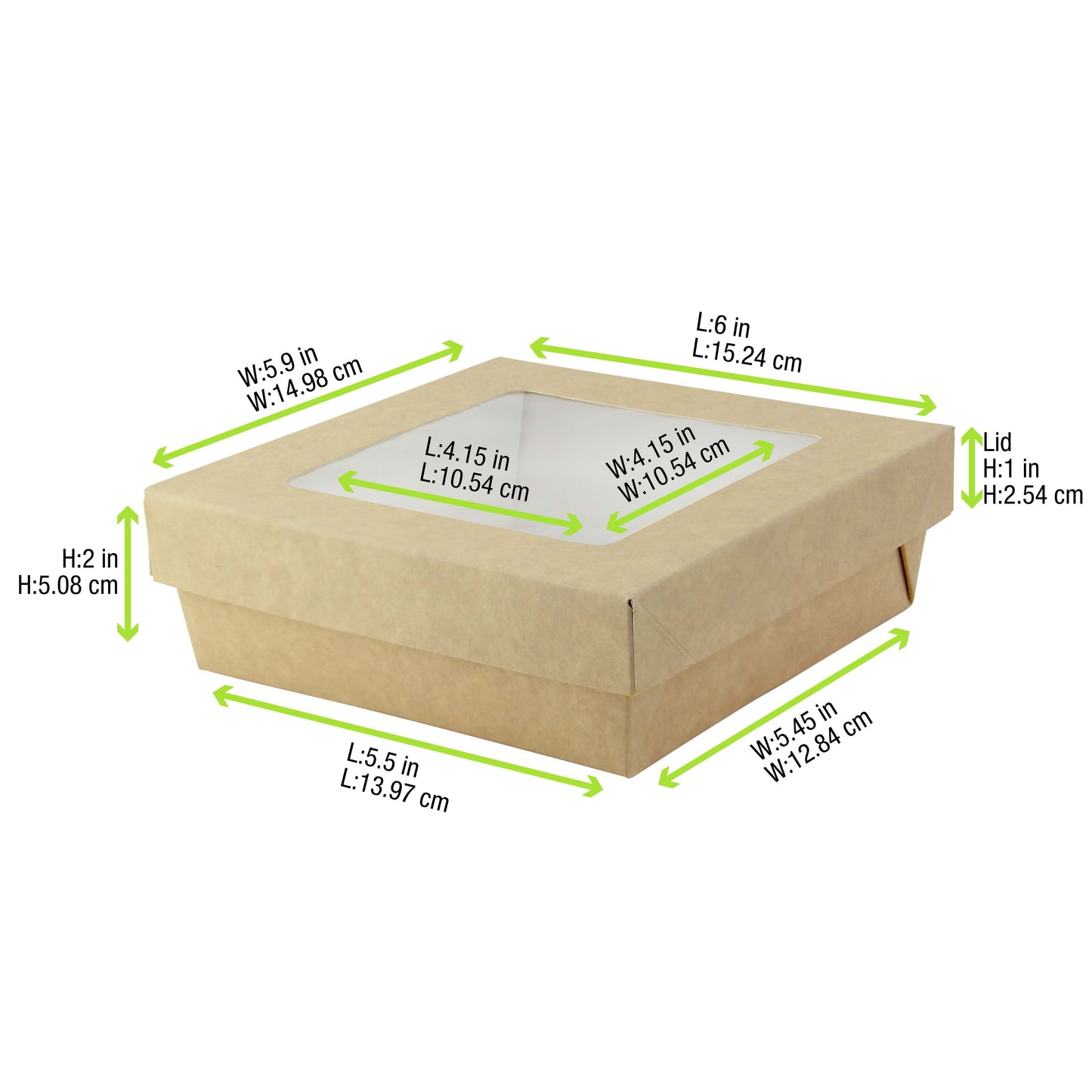 Kraft Kray Boxes with PET Window Lid 250/Case