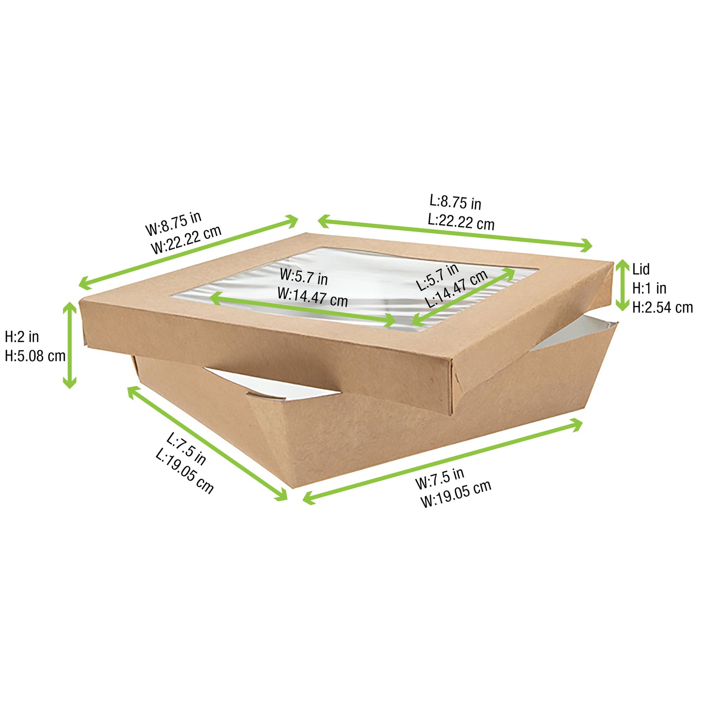 Kraft Kray Boxes with PET Window Lid 200/Case