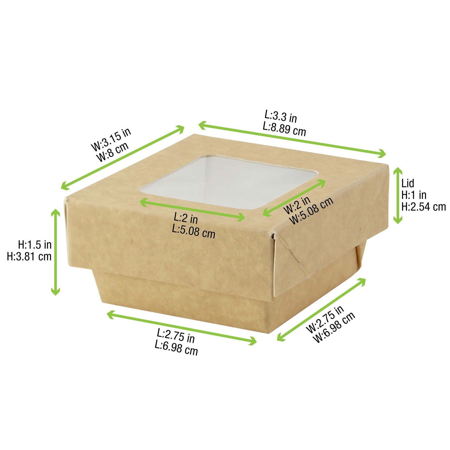 Kraft Kray Boxes with PET Window Lid 250/Case