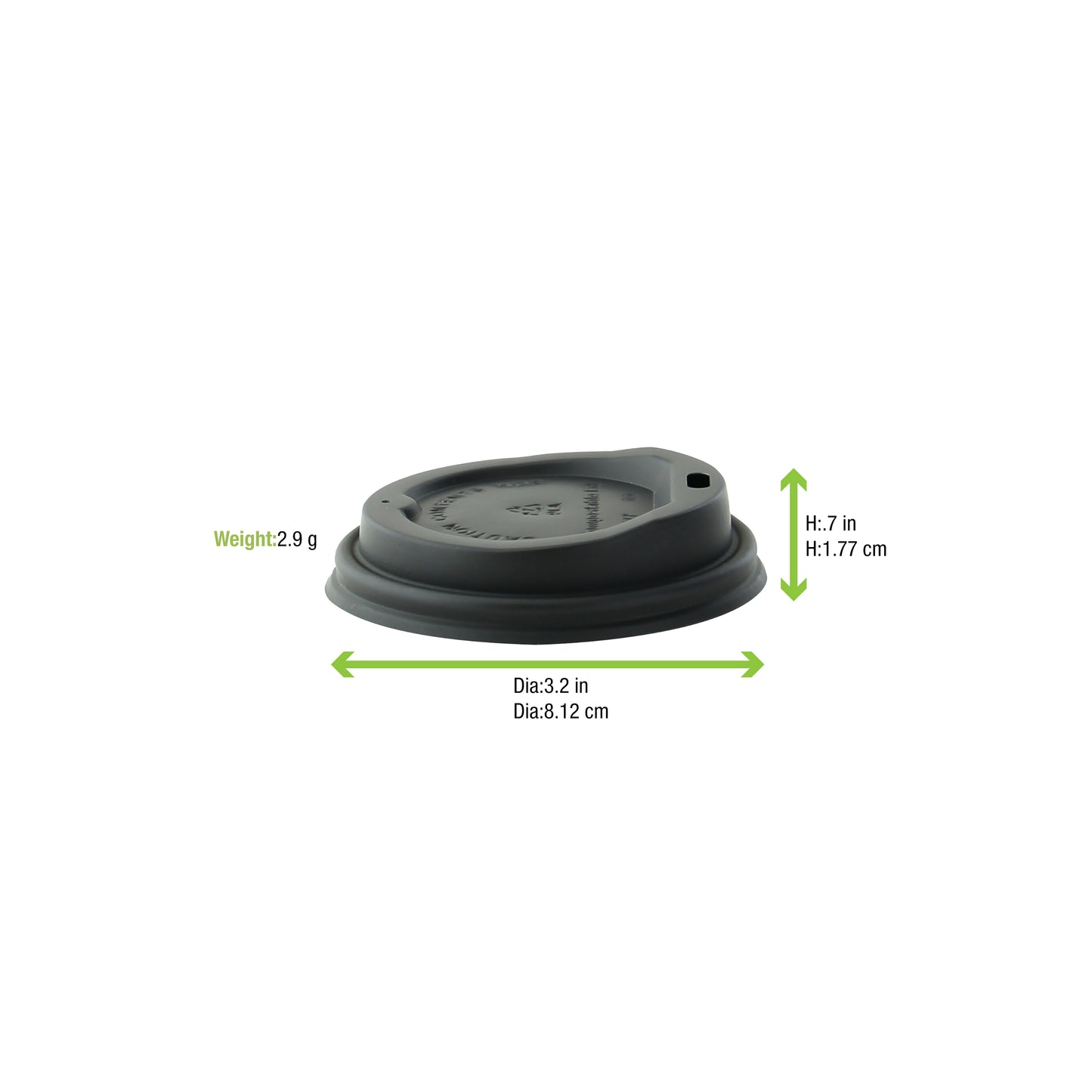 Compostable Black Coffee Lid For 8oz