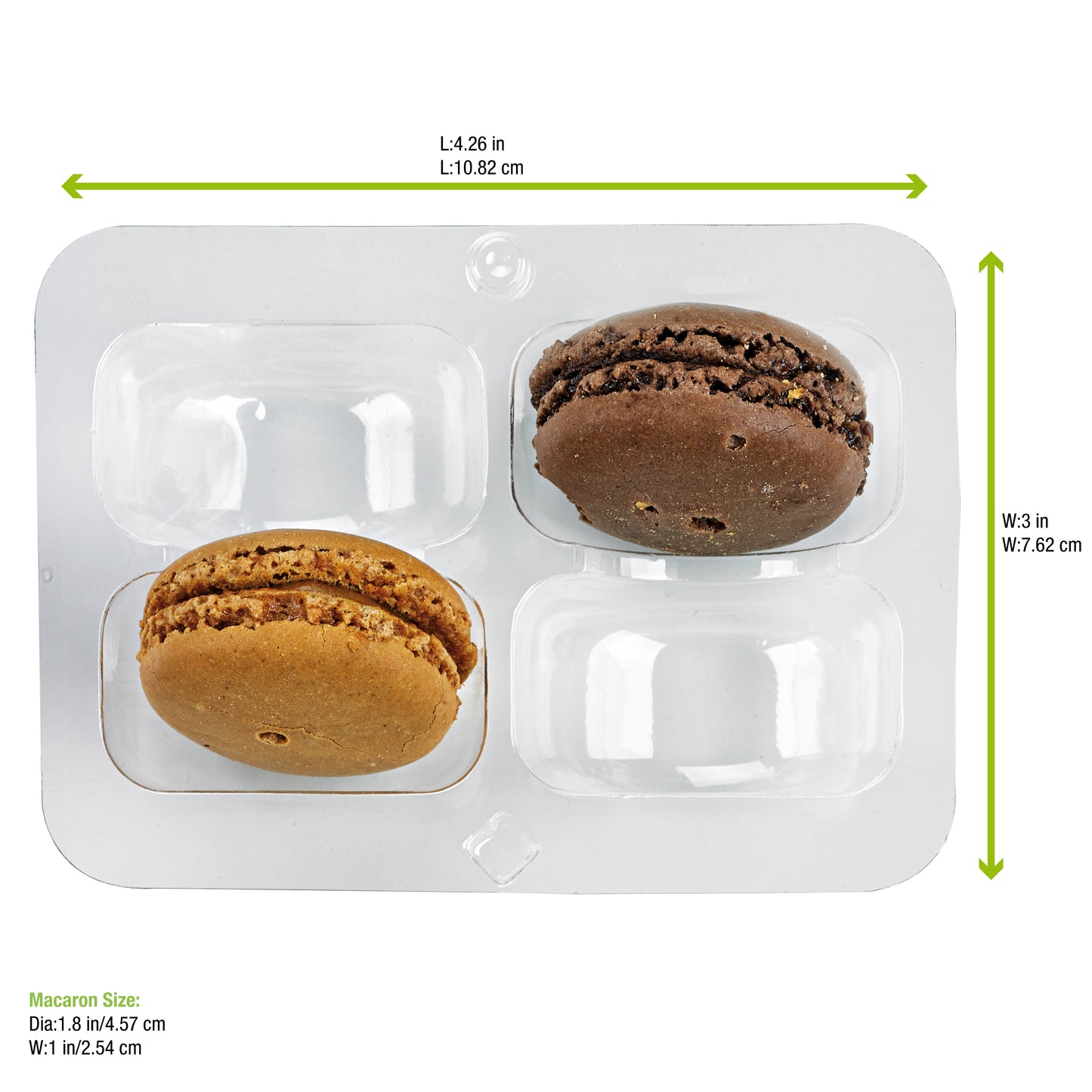 Insert for 4 Macarons (2x2) with Clip Closure