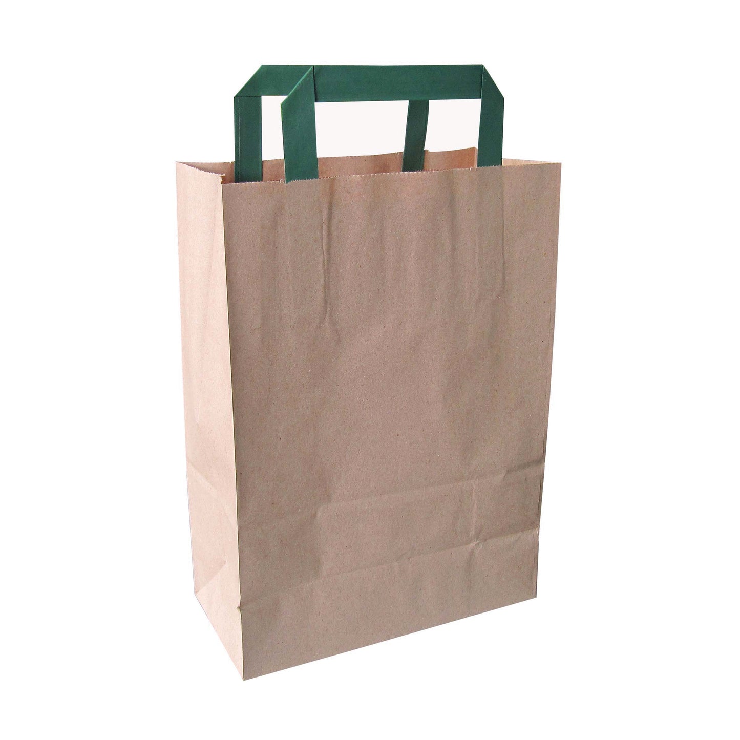 Kraft/Brown Recycled Paper Carrier Bag with Green Handles