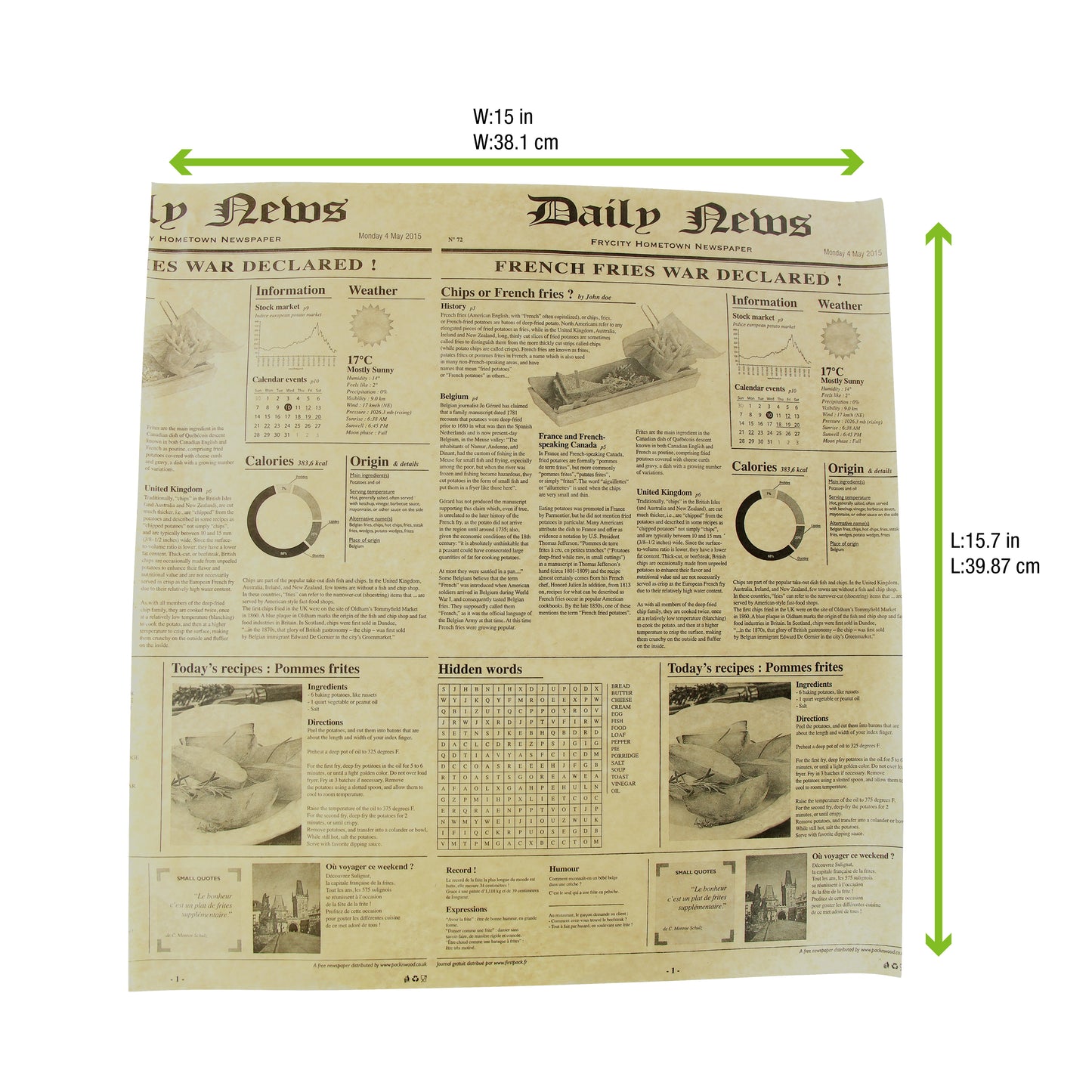 Greasproof Kraft Paper with Newsprint Design