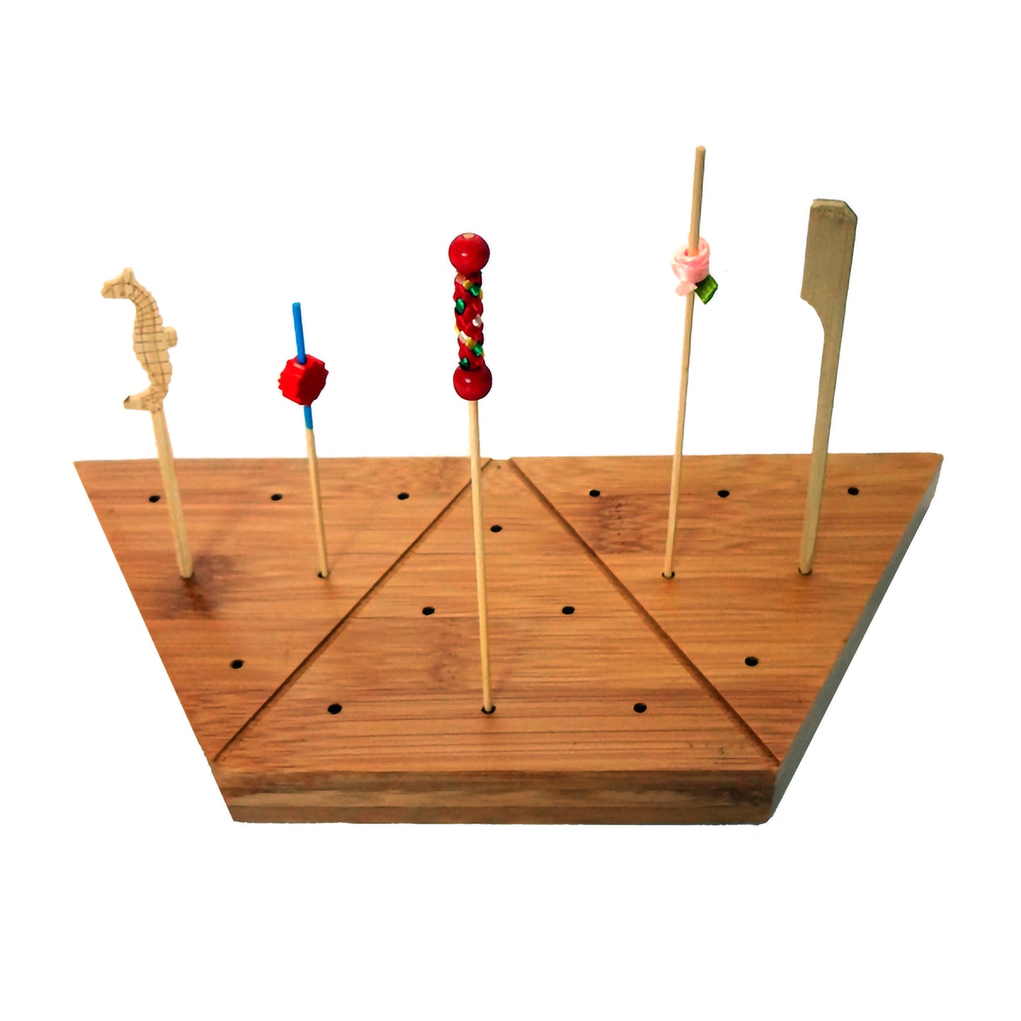 Triangular Bamboo Pick Holder for 18 Picks