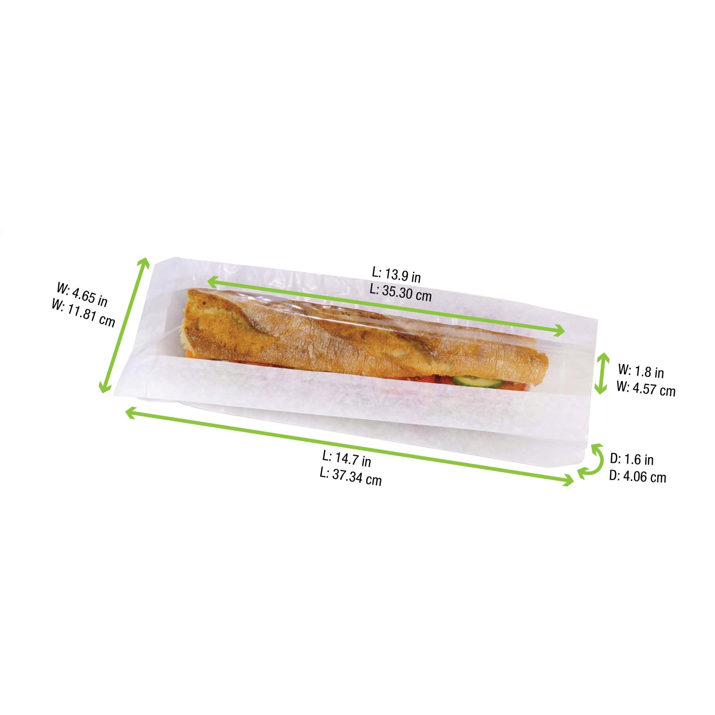 White Sandwich Bag with Window