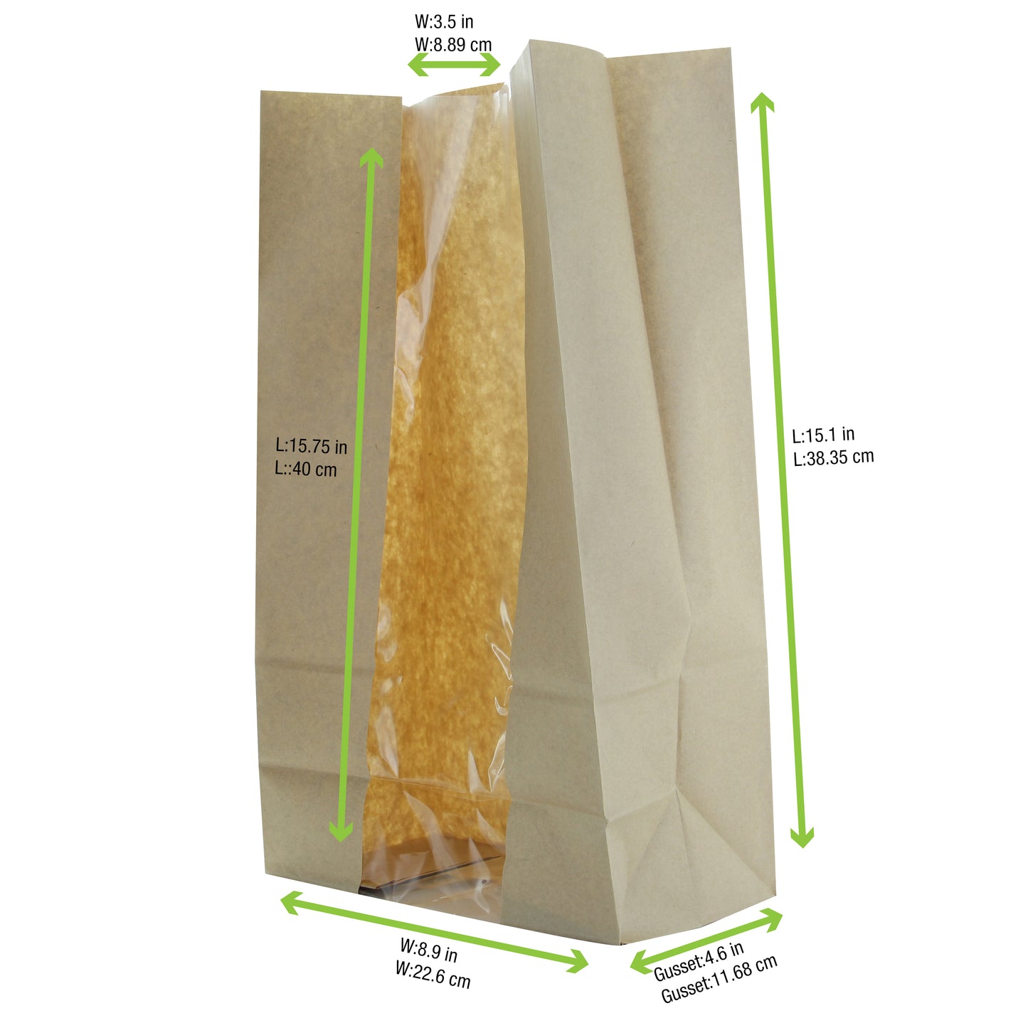 Long Brown SOS Bag with Window
