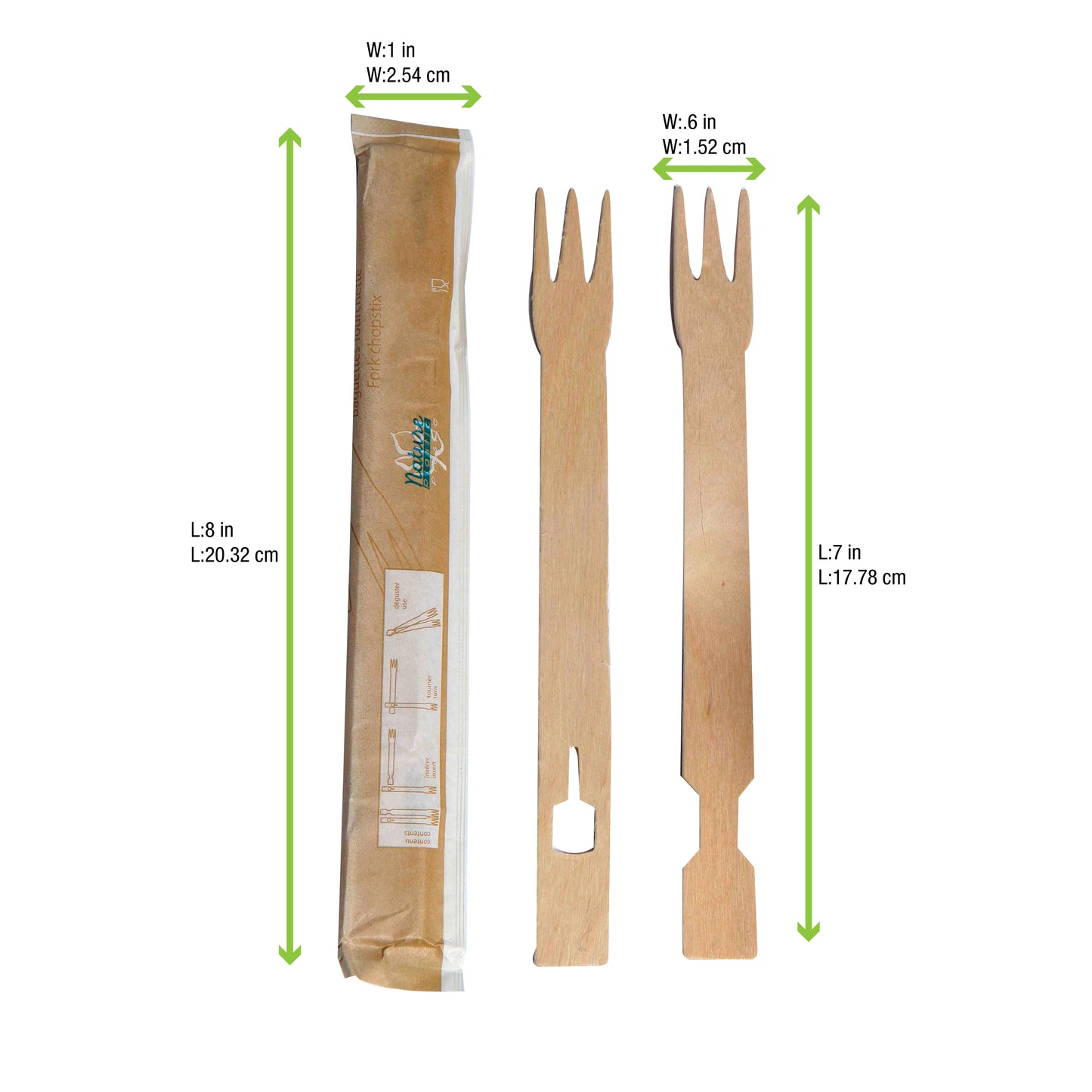 Beginners Wooden Fork Chopsticks Wrapped by Pair