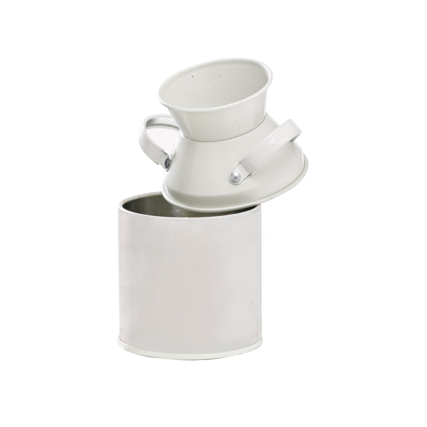 Mini White Metal Milk Can