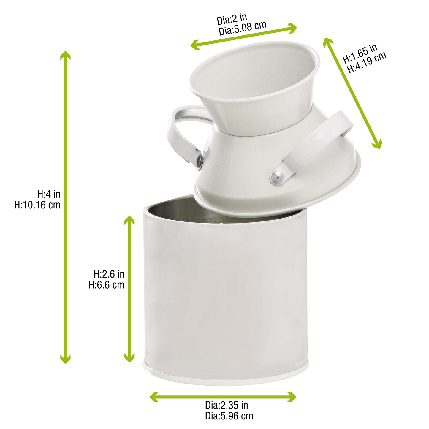 Mini White Metal Milk Can