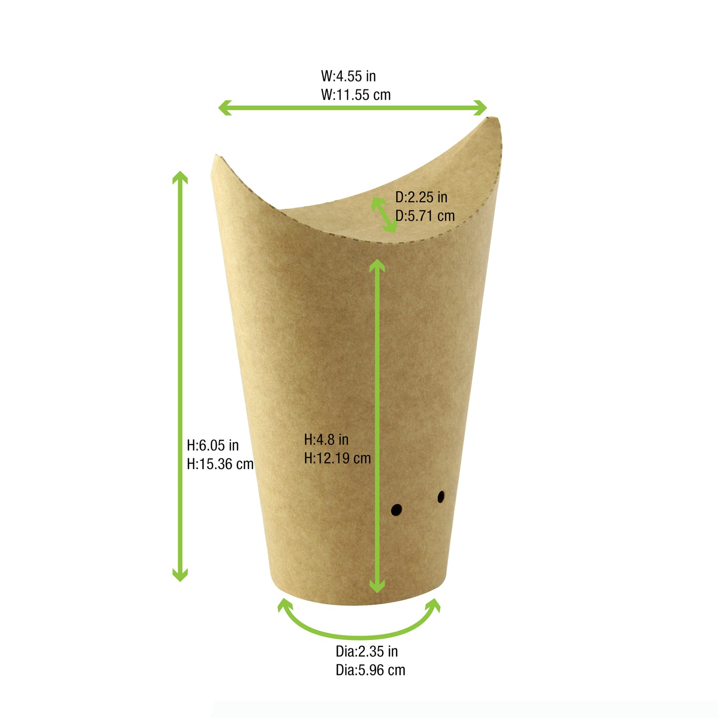 Closable Perforated Kraft Snack Cup
