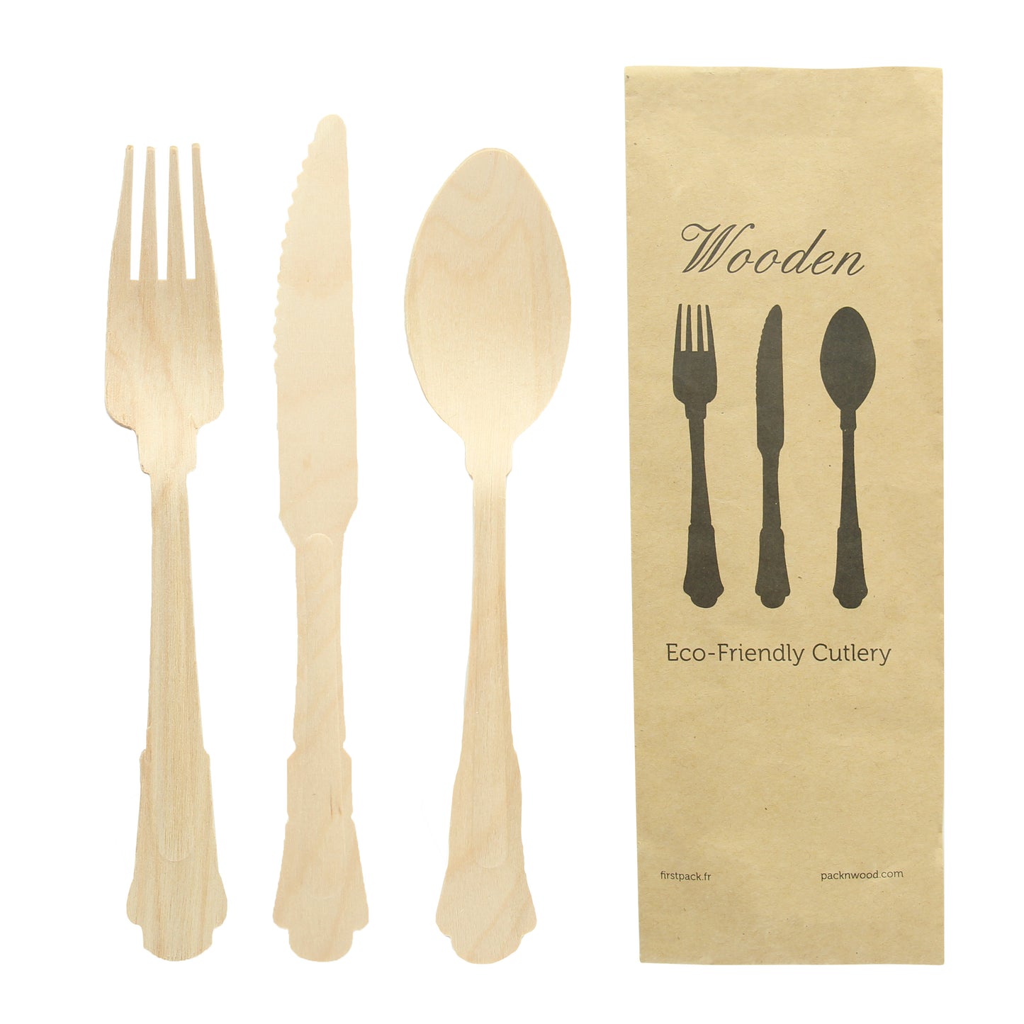 Elegant Wooden Cutlery 3 Piece Set (Fork, Knife, Spoon)