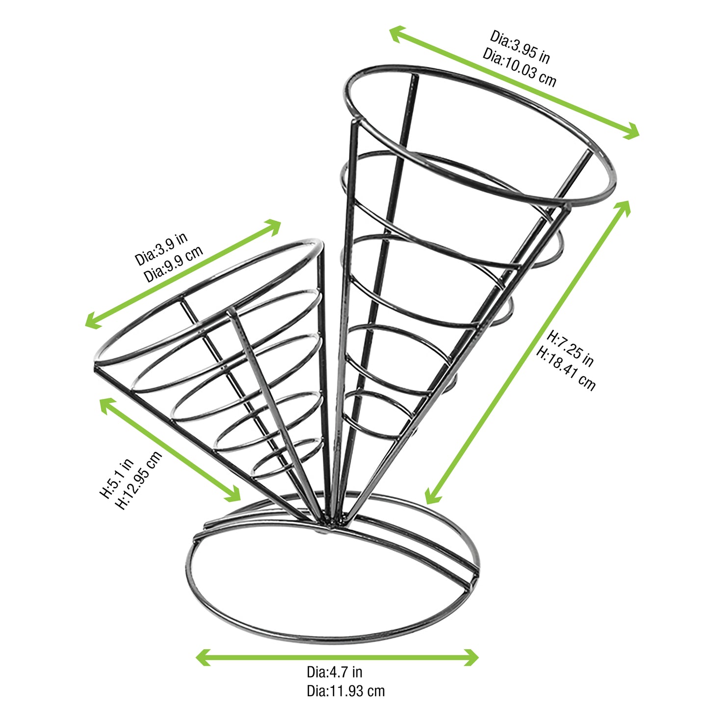 Black Iron Conical Baskets (2 Cones)