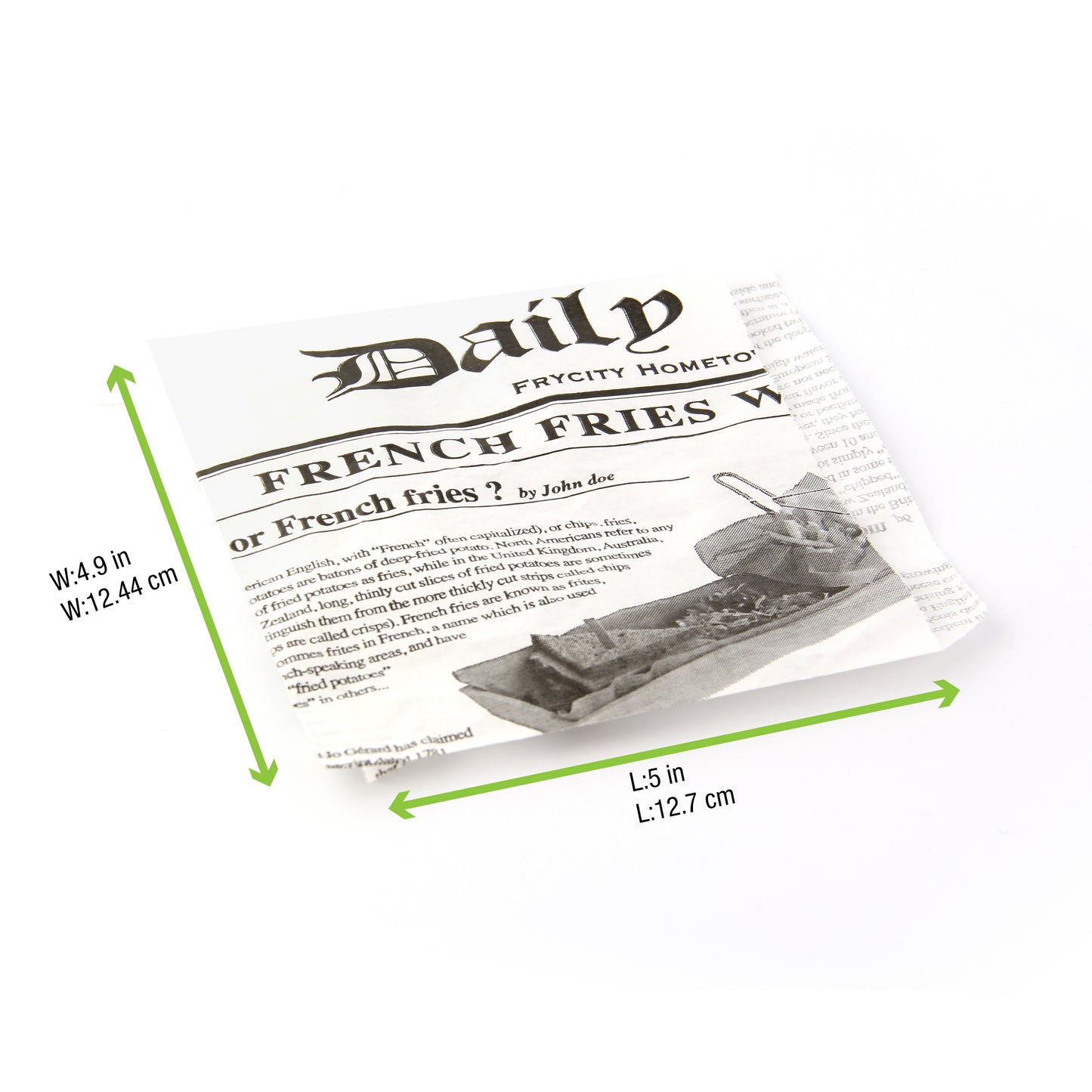 White Bag Opens 2 Sides with Newspaper Design