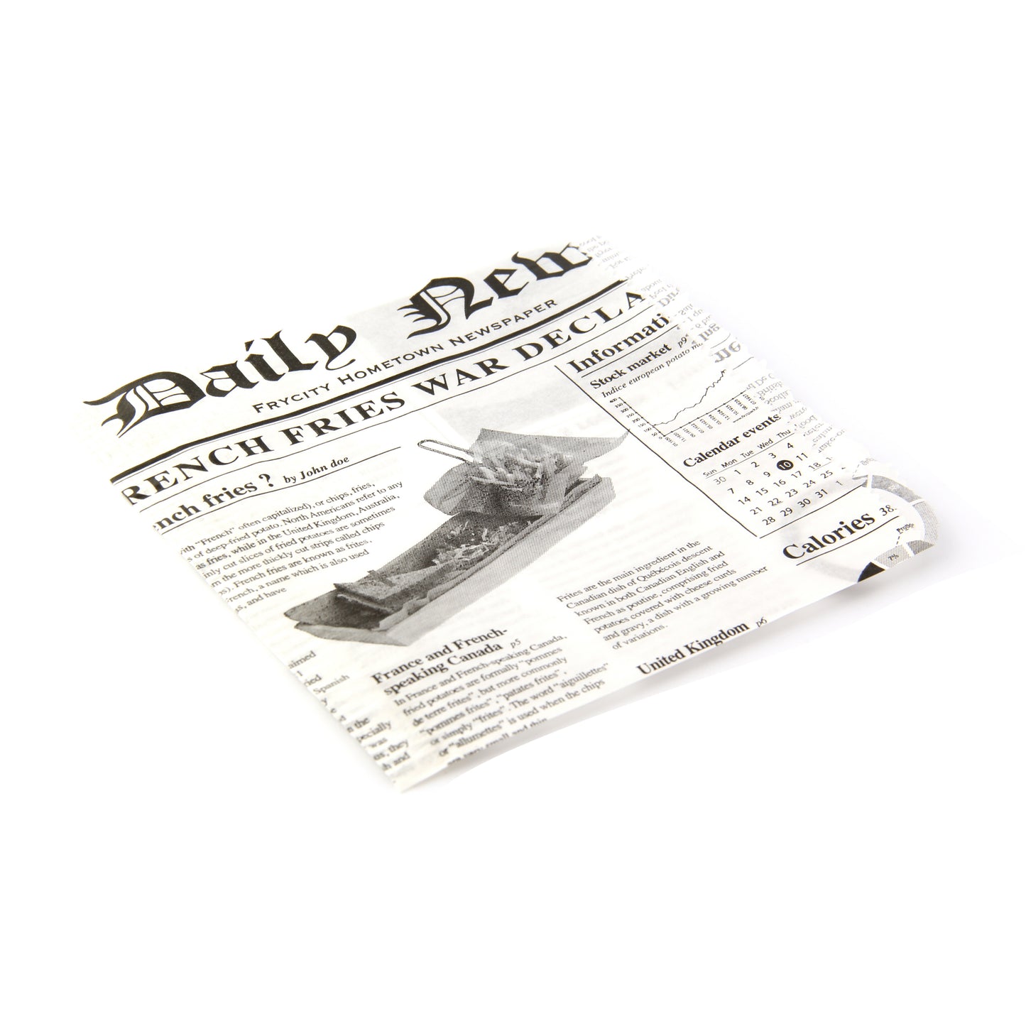 White Bag Opens 2 Sides with Newspaper Design
