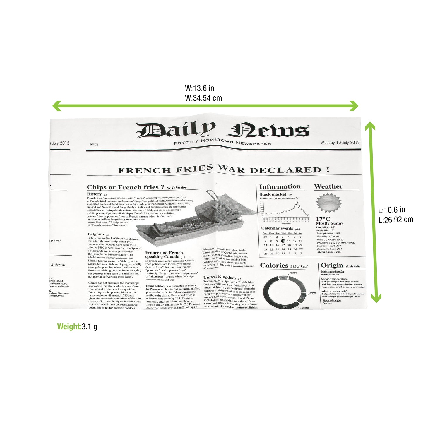 White Bag Opens 2 Sides with Newspaper Design
