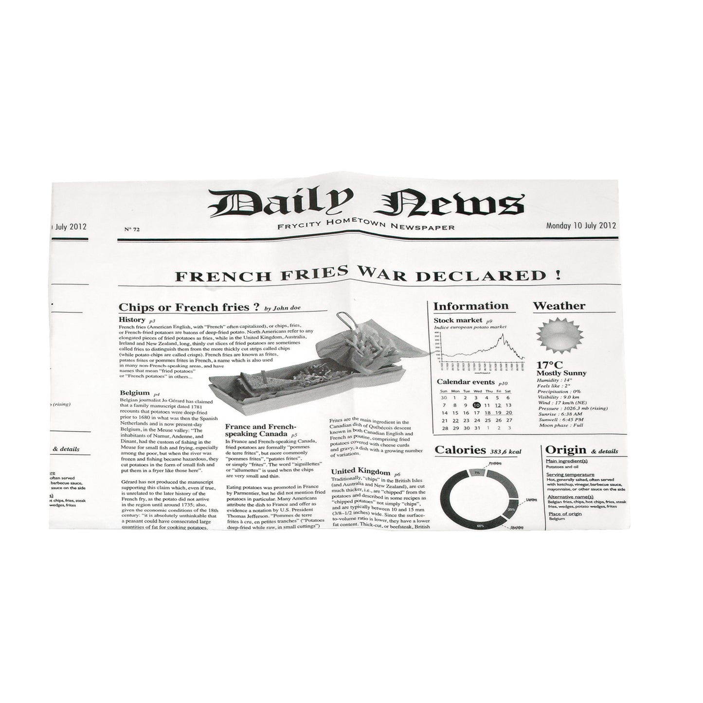 White Bag Opens 2 Sides with Newspaper Design