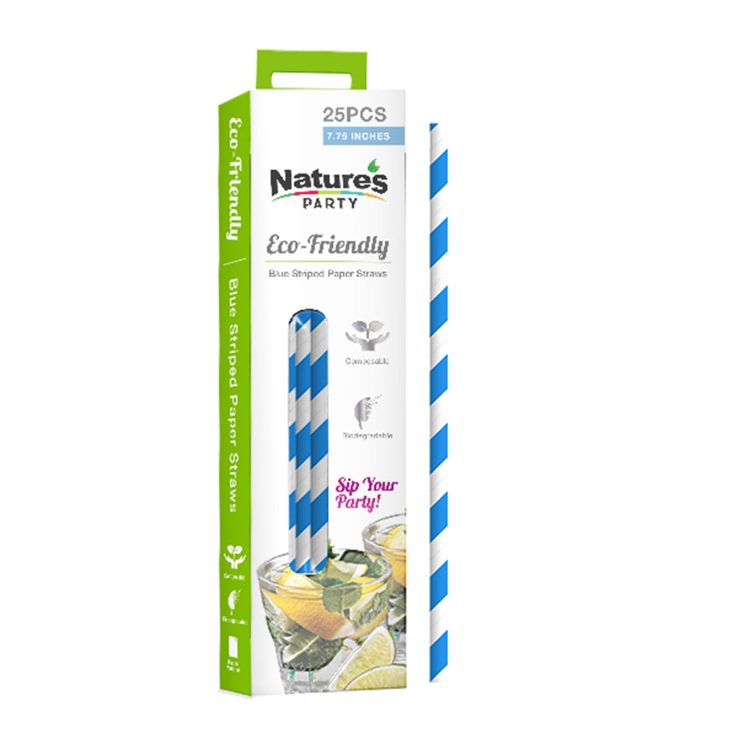 Durable Striped Paper Straws 300 Pcs/Cs - Unwrapped