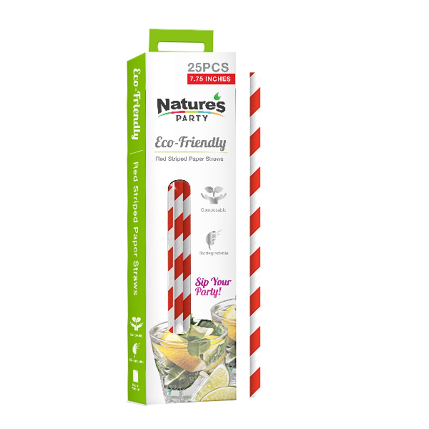Durable Striped Paper Straws 300 Pcs/Cs - Unwrapped