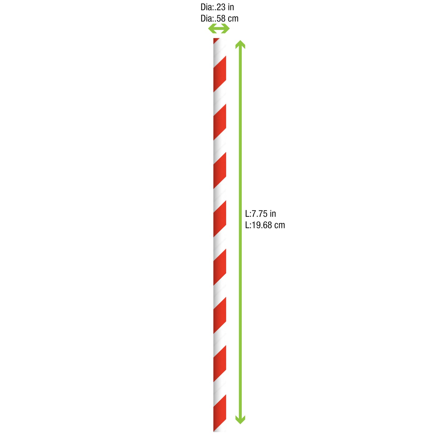 Durable Striped Paper Straws 300 Pcs/Cs - Unwrapped