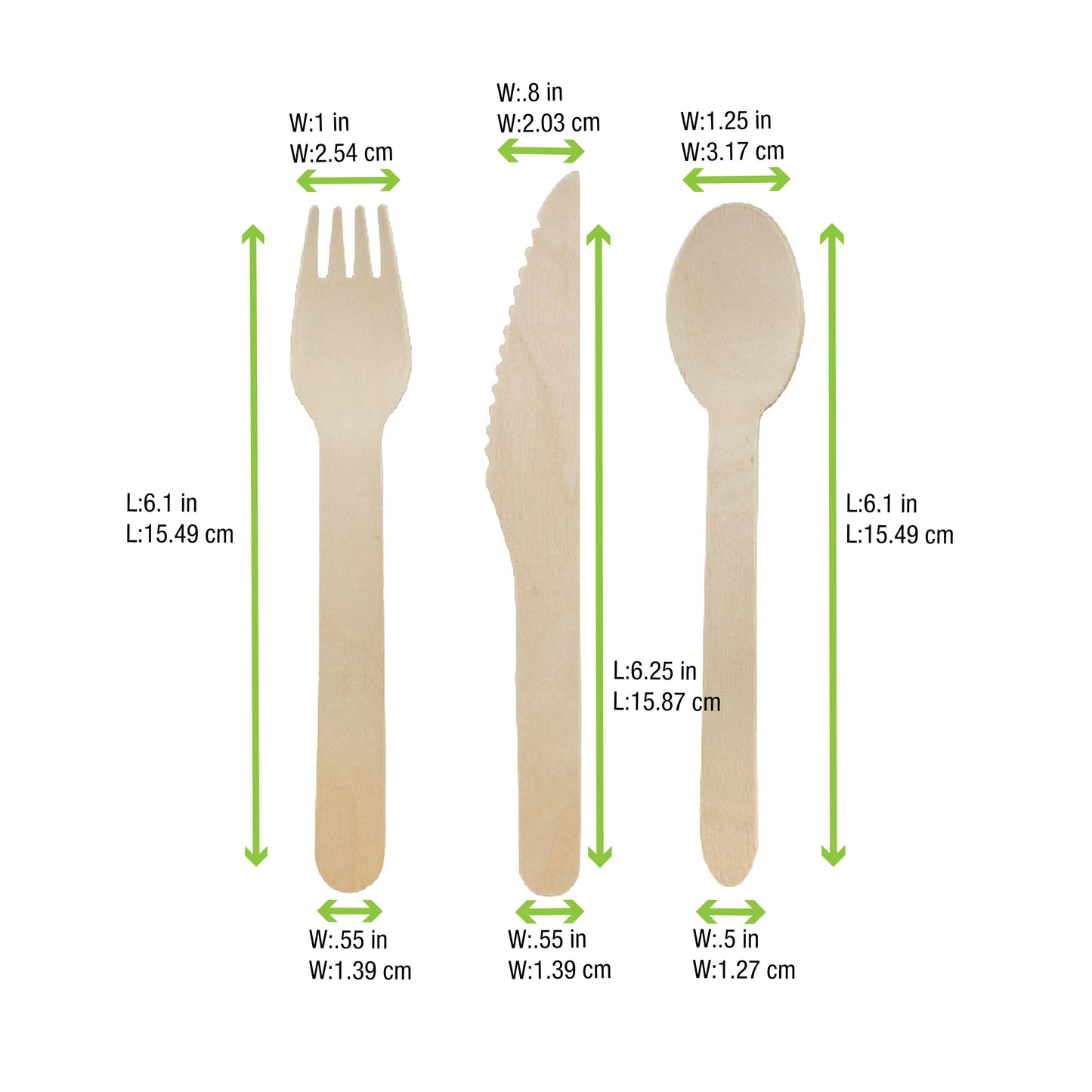Wooden Cutlery Kit (8 forks / 8 knives / 8 spoons)