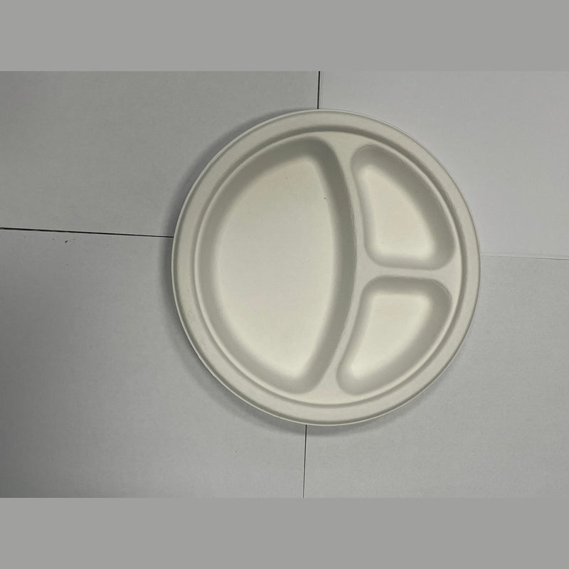 Round 3 Compartment Sugarcane Plate
