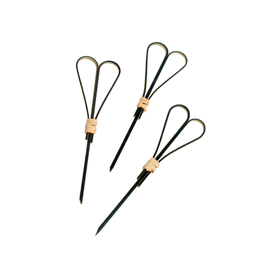 Black Bamboo Skewer With Looped Heart Design