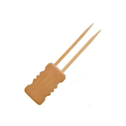Double Prong Bamboo Skewer with Block End