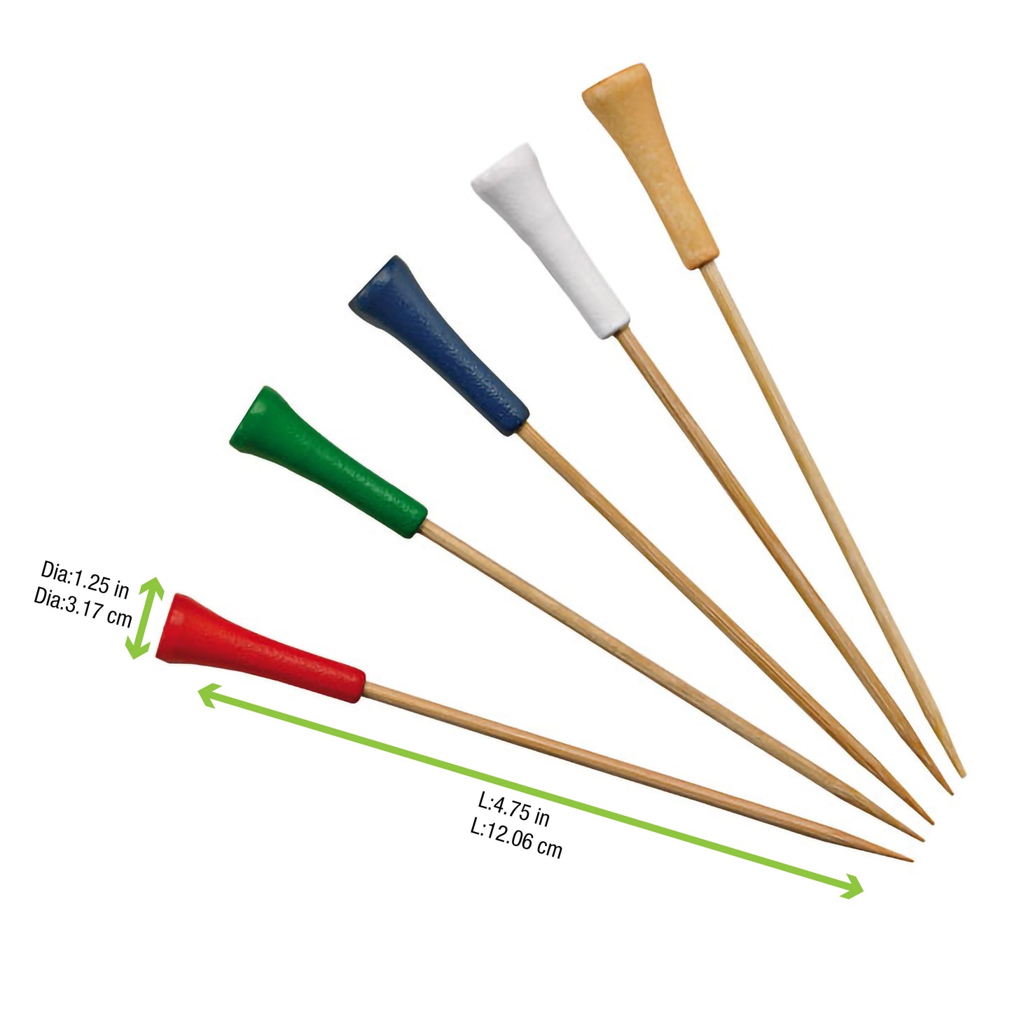 Bamboo Golf Tee Skewers (Assorted Colors)