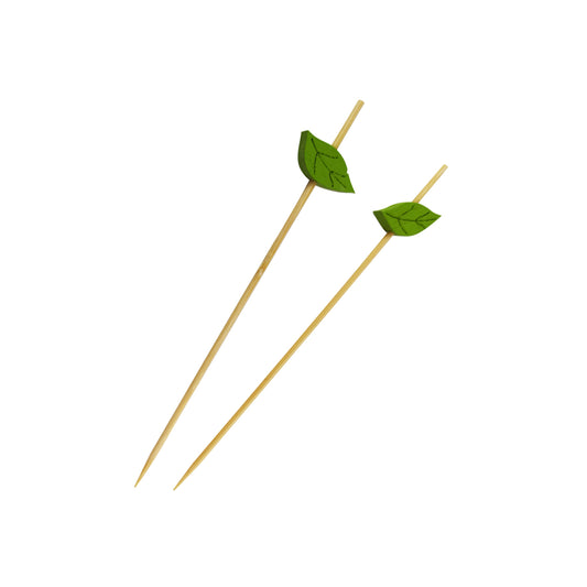 Bamboo Skewers with Wooden Leaf