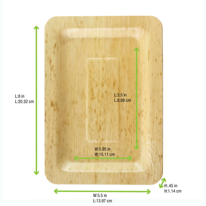 Rectangular Bamboo Leaf Double Layer Plate