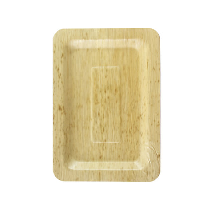 Rectangular Bamboo Leaf Double Layer Plate