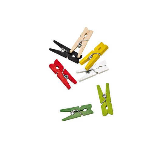 Assorted Colors Mini Wooden Clothespin
