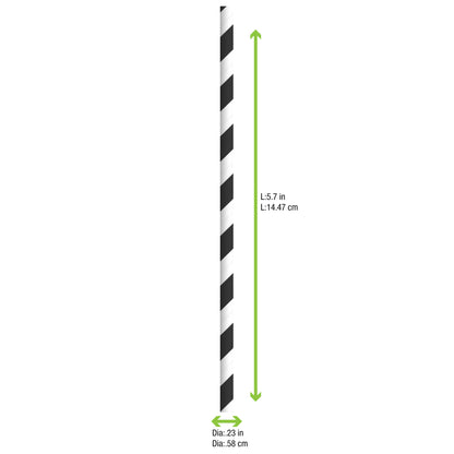 Durable Striped Cocktail Paper Straws - Unwrapped